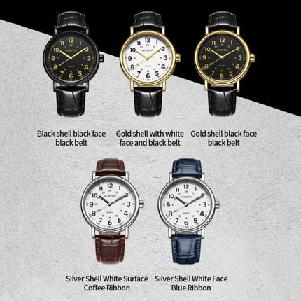 OCHSTIN 6081C Fashion Hollow Men Leather Quartz Watch(Gold+Black)-garmade.com