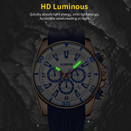 OCHSTIN 6094A Multifunctional Quartz Waterproof Luminous Men Watch(Rose Gold+Grey+Blue)-garmade.com