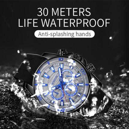 OCHSTIN 6094A Multifunctional Quartz Waterproof Luminous Men Watch(Black+Blue)-garmade.com