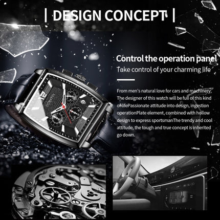 OCHSTIN 6133A Multifunctional Quartz Waterproof Luminous Men Leather Watch(Silver Coffee)-garmade.com