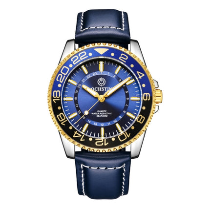 OCHSTIN 7019G Multifunctional Quartz Waterproof Luminous Men Leather Watch(Blue)-garmade.com