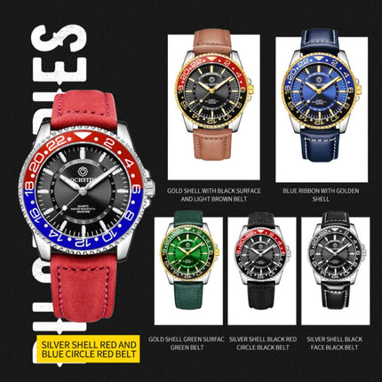 OCHSTIN 7019G Multifunctional Quartz Waterproof Luminous Men Leather Watch(Black Red+Black)-garmade.com
