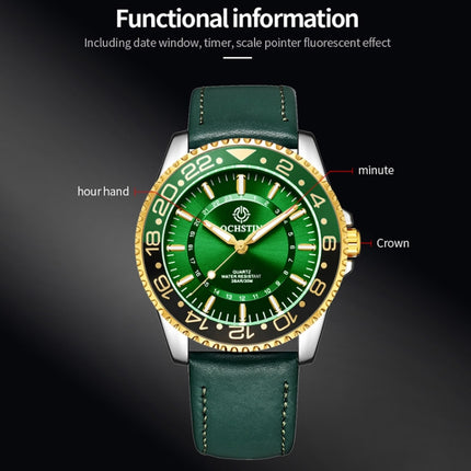 OCHSTIN 7019G Multifunctional Quartz Waterproof Luminous Men Leather Watch(Black Red+Black)-garmade.com