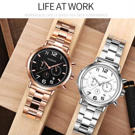OCHSTIN 7243 Men Fashion Steel Strap Multifunctional Quartz Watch(Silver White)-garmade.com