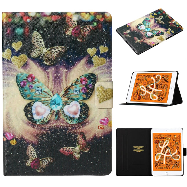 For iPad mini 5 / 4 / 3 / 2 / 1 Coloured Drawing Pattern Horizontal Flip Leather Case with Holder & Card Slot & Sleep / Wake-up Function(Butterflies)-garmade.com