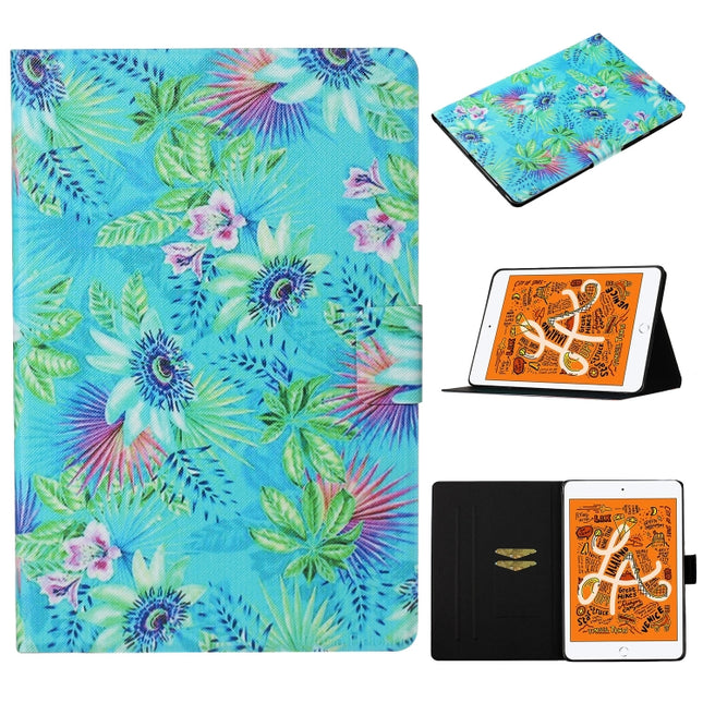 For iPad mini 5 / 4 / 3 / 2 / 1 Coloured Drawing Pattern Horizontal Flip Leather Case with Holder & Card Slot & Sleep / Wake-up Function(Flowers)-garmade.com
