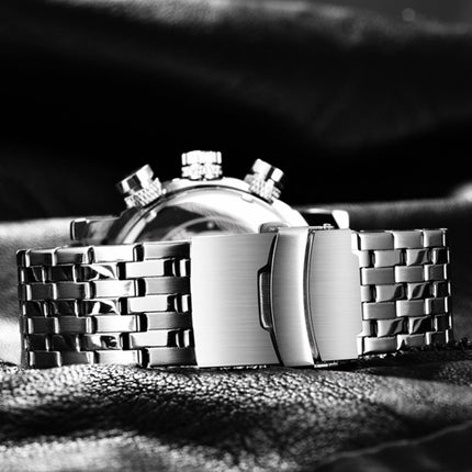 OCHSTIN 7254 Fashion Steel Strap Multifunctional Quartz Men Watch(Silver White)-garmade.com