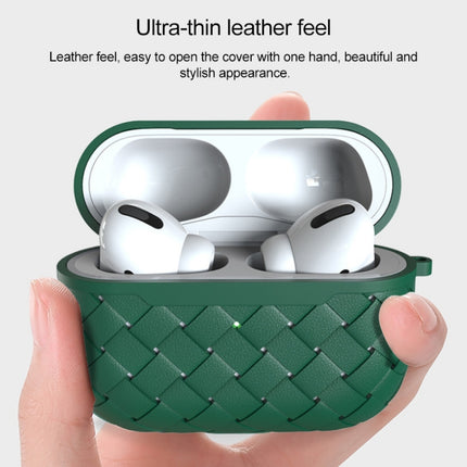For AirPods Pro Weave Texture TPU Wireless Earphone Protective Case(Green)-garmade.com