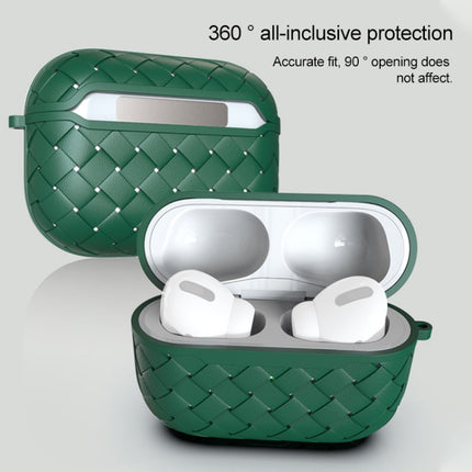 For AirPods Pro Weave Texture TPU Wireless Earphone Protective Case(Green)-garmade.com