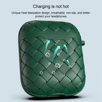 For AirPods 1 / 2 Weave Texture TPU Wireless Earphone Protective Case(Green)-garmade.com