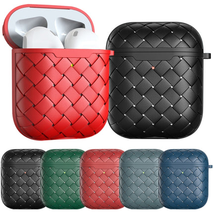 For AirPods 1 / 2 Weave Texture TPU Wireless Earphone Protective Case(Red)-garmade.com