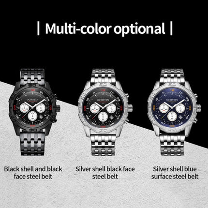 OCHSTIN 7260 Fashion Steel Strap Multifunctional Quartz Men Watch(Black)-garmade.com