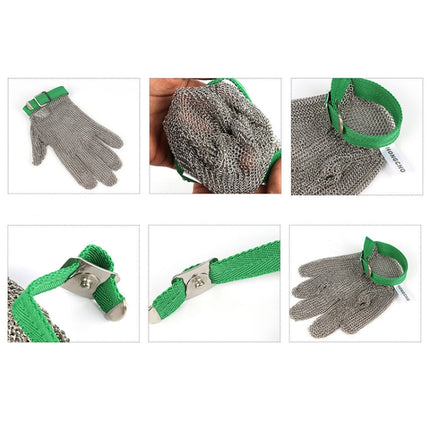 304 Stainless Steel 5 Fingers Steel Ring Anti-cutting Labor Protection Gloves, Size:XXS-garmade.com