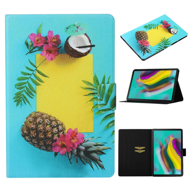 For Galaxy Tab S6 T860 / T865 Coloured Drawing Pattern Horizontal Flip Leather Case with Holder & Card Slot & Sleep / Wake-up Function(Pineapple)-garmade.com