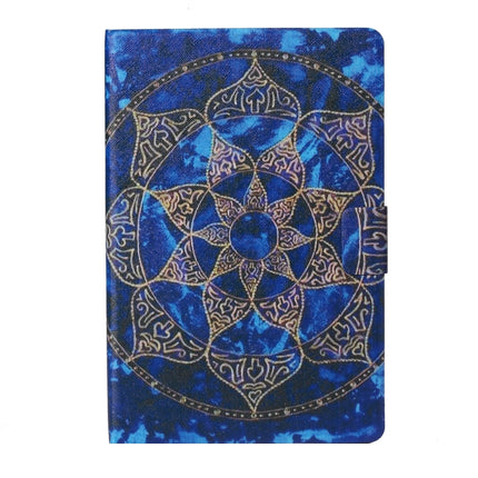 For Galaxy Tab A 8.0 (2019) T290 / T295 Coloured Drawing Pattern Horizontal Flip Leather Case with Holder & Card Slot(Blue Mandala)-garmade.com