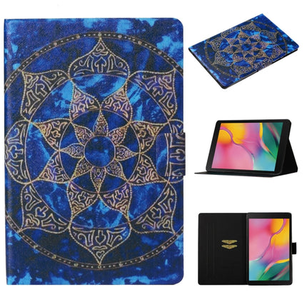 For Galaxy Tab A 8.0 (2019) T290 / T295 Coloured Drawing Pattern Horizontal Flip Leather Case with Holder & Card Slot(Blue Mandala)-garmade.com