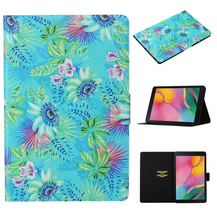 For Galaxy Tab A 8.0 (2019) T290 / T295 Coloured Drawing Pattern Horizontal Flip Leather Case with Holder & Card Slot(Flowers)-garmade.com