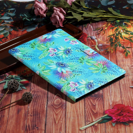 For Galaxy Tab A 8.0 (2019) T290 / T295 Coloured Drawing Pattern Horizontal Flip Leather Case with Holder & Card Slot(Flowers)-garmade.com
