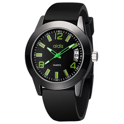 addies MY-1601 Regular Version Silicone Watchstrap Quartz Watch, Support Calendar, Size:S (Green)-garmade.com