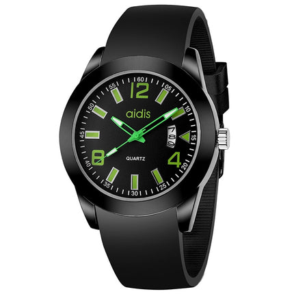 addies MY-1601 Regular Version Silicone Watchstrap Quartz Watch, Support Calendar, Size:L (Green)-garmade.com