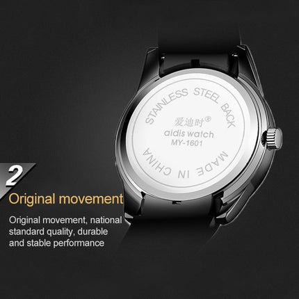 addies MY-1601 Regular Version Silicone Watchstrap Quartz Watch, Support Calendar, Size:L (Yellow)-garmade.com