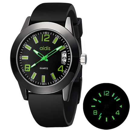 addies MY-1601 Luminous Version Silicone Watchstrap Quartz Watch, Support Calendar, Size:S(Green)-garmade.com