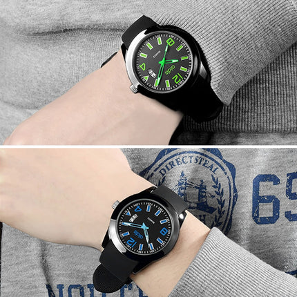 addies MY-1601 Luminous Version Silicone Watchstrap Quartz Watch, Support Calendar, Size:S(Green)-garmade.com