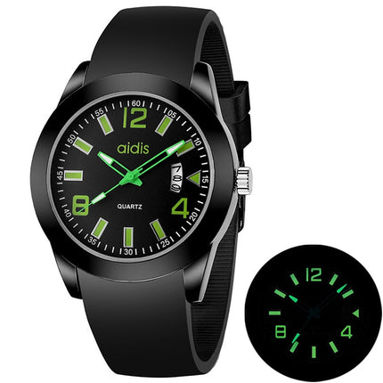 addies MY-1601 Luminous Version Silicone Watchstrap Quartz Watch, Support Calendar, Size:L(Green)-garmade.com