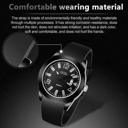 addies MY-1601 Luminous Version Silicone Watchstrap Quartz Watch, Support Calendar, Size:L(Green)-garmade.com