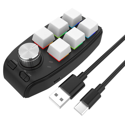 USB Wired RGB Custom Mechanical Keyboard 6 Keys 1 Knob Programming Gaming Keypad(White)-garmade.com