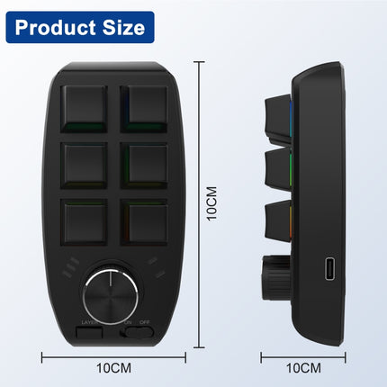 Bluetooth Wireless RGB Custom Mechanical KeyBoard 6 Keys 1 Knob Programming Gaming Keypad(Black)-garmade.com