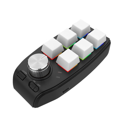Bluetooth Wireless RGB Custom Mechanical Keyboard 6 Keys 1 Knob Programming Gaming Keypad(White)-garmade.com
