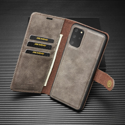 For Galaxy S20+ DG.MING Crazy Horse Texture Flip Detachable Magnetic Leather Case with Holder & Card Slots & Wallet(Grey)-garmade.com