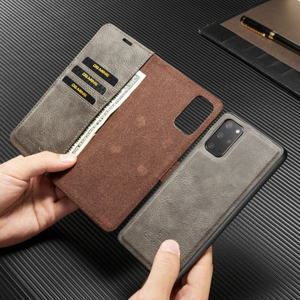 For Galaxy S20+ DG.MING Crazy Horse Texture Flip Detachable Magnetic Leather Case with Holder & Card Slots & Wallet(Grey)-garmade.com