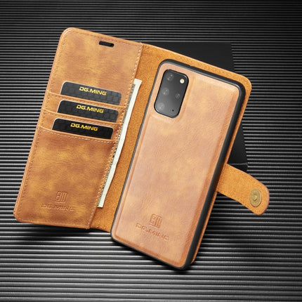 For Galaxy S20+ DG.MING Crazy Horse Texture Flip Detachable Magnetic Leather Case with Holder & Card Slots & Wallet(Brown)-garmade.com