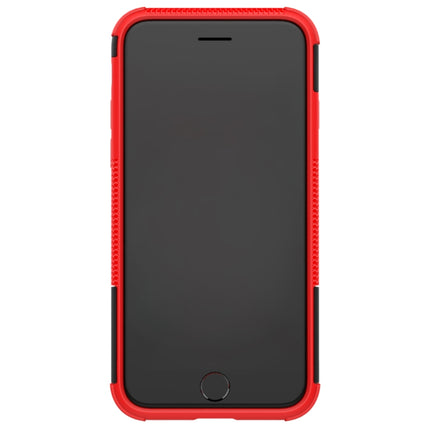 For iPhone SE 2020 Tire Texture Shockproof TPU+PC Protective Case with Holder(Red)-garmade.com