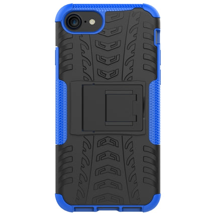 For iPhone SE 2020 Tire Texture Shockproof TPU+PC Protective Case with Holder(Blue)-garmade.com