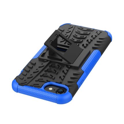 For iPhone SE 2020 Tire Texture Shockproof TPU+PC Protective Case with Holder(Blue)-garmade.com