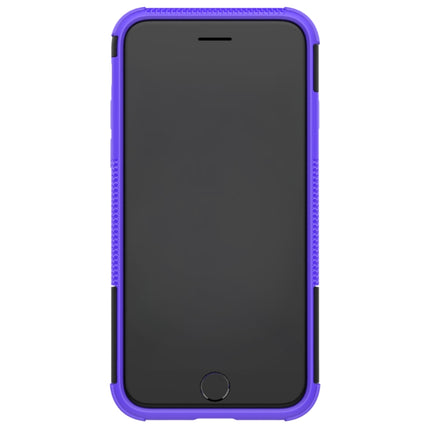 For iPhone SE 2020 Tire Texture Shockproof TPU+PC Protective Case with Holder(Purple)-garmade.com