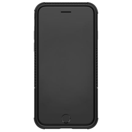 For iPhone SE 2020 Tire Texture Shockproof TPU+PC Protective Case with Holder(Black)-garmade.com
