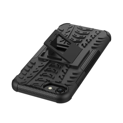 For iPhone SE 2020 Tire Texture Shockproof TPU+PC Protective Case with Holder(Black)-garmade.com