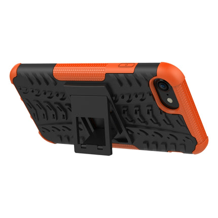 For iPhone SE 2020 Tire Texture Shockproof TPU+PC Protective Case with Holder(Orange)-garmade.com