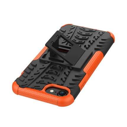 For iPhone SE 2020 Tire Texture Shockproof TPU+PC Protective Case with Holder(Orange)-garmade.com