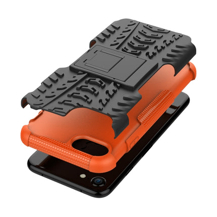 For iPhone SE 2020 Tire Texture Shockproof TPU+PC Protective Case with Holder(Orange)-garmade.com