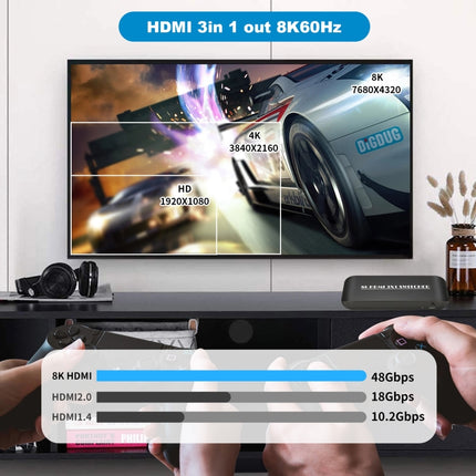 NK-H31 8K 3 in 1 Out HDMI Switcher for Xbox PS4 PS5 Roku UHD TV Monitor Projector-garmade.com