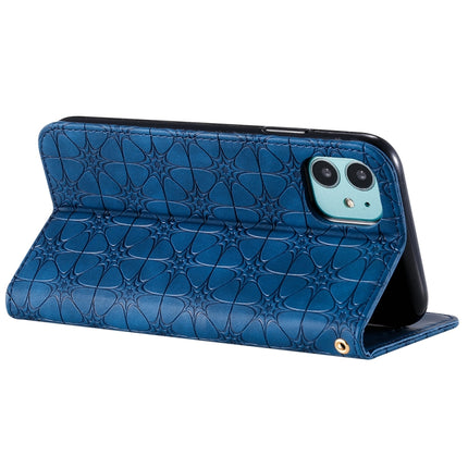 For iPhone 11 Lucky Flowers Embossing Pattern Magnetic Horizontal Flip Leather Case with Holder & Card Slots(Dark Blue)-garmade.com
