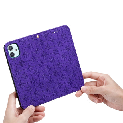 For iPhone 11 Lucky Flowers Embossing Pattern Magnetic Horizontal Flip Leather Case with Holder & Card Slots(Purple)-garmade.com