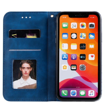 For iPhone 11 Pro Lucky Flowers Embossing Pattern Magnetic Horizontal Flip Leather Case with Holder & Card Slots(Dark Blue)-garmade.com