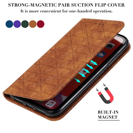 For iPhone 11 Pro Lucky Flowers Embossing Pattern Magnetic Horizontal Flip Leather Case with Holder & Card Slots(Purple)-garmade.com