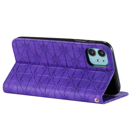 For iPhone 11 Pro Lucky Flowers Embossing Pattern Magnetic Horizontal Flip Leather Case with Holder & Card Slots(Purple)-garmade.com